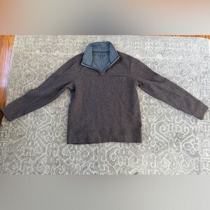 Men's Brown Quarter-Zip Wool Blend Pullover